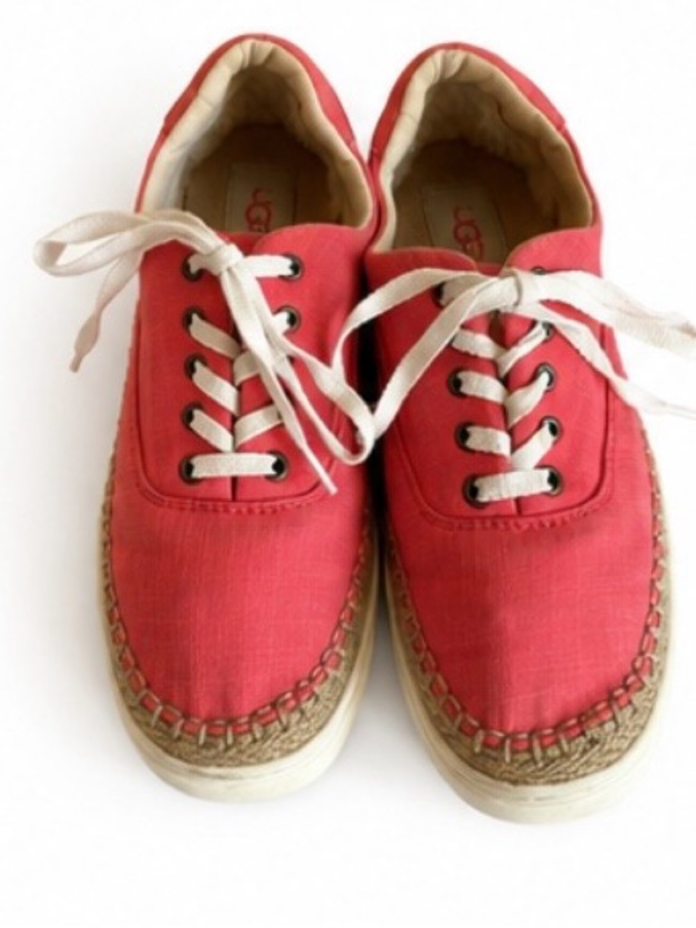 UGG Women’s Eyan 11 Coral Canvas Espadrille Lace Up Sneakers Size 8.5